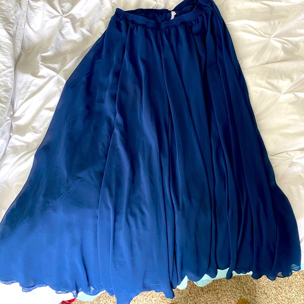 Navy, lined, maxi skirt